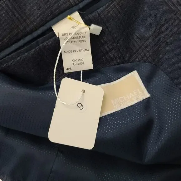 Michael Kors Men's wool navy blue plaid sports jacket 42S Formal Event wedding - Picture 13 of 13